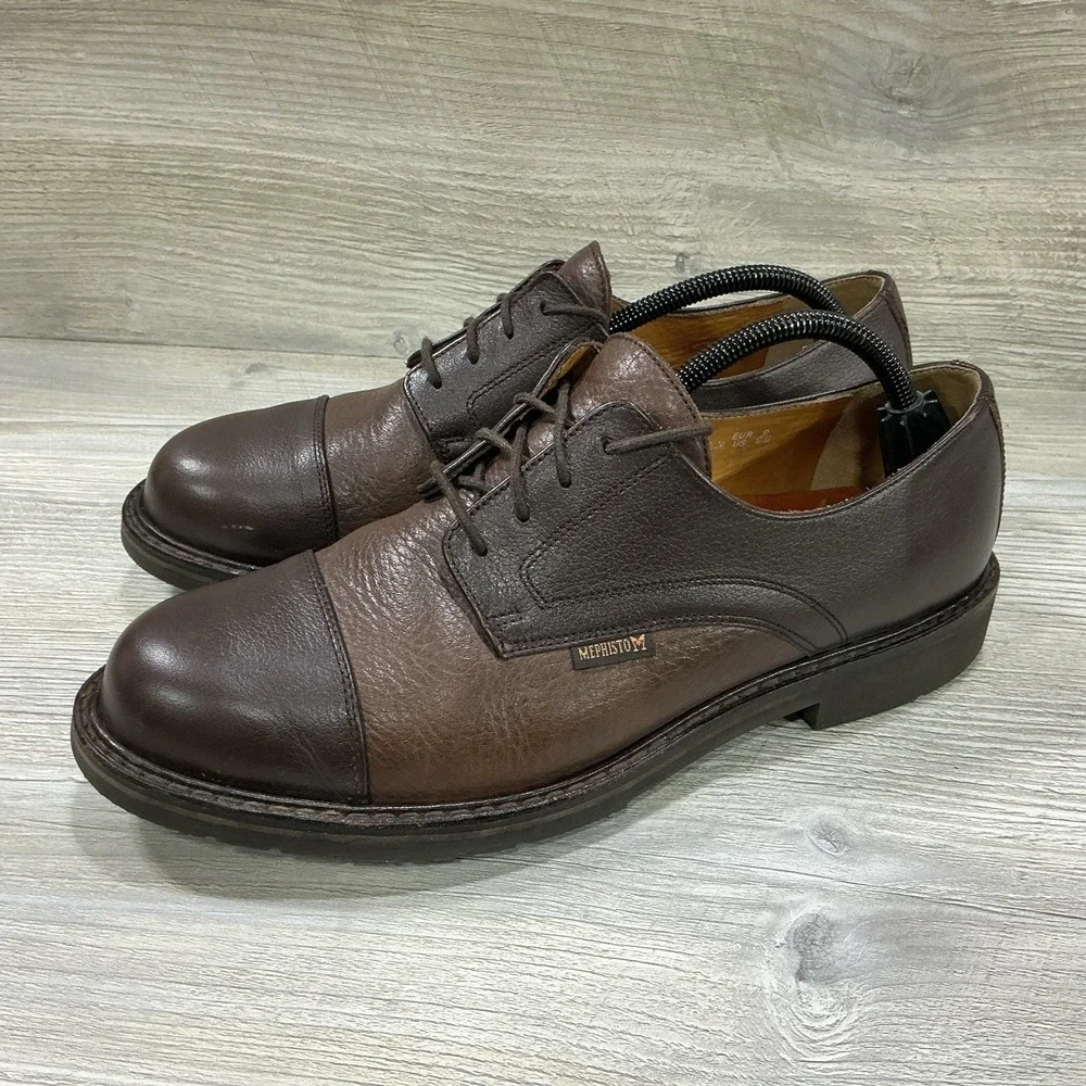 Mephisto Melchior Men's Size US 9.5 Goodyear Welt Brown Dress Shoes Lace Up